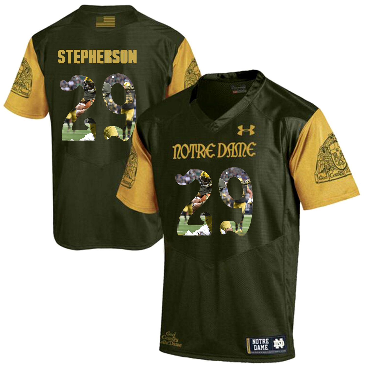 Men Norte Dame Fighting Irish 29 Stepherson Green Fashion Edition Customized NCAA Jerseys